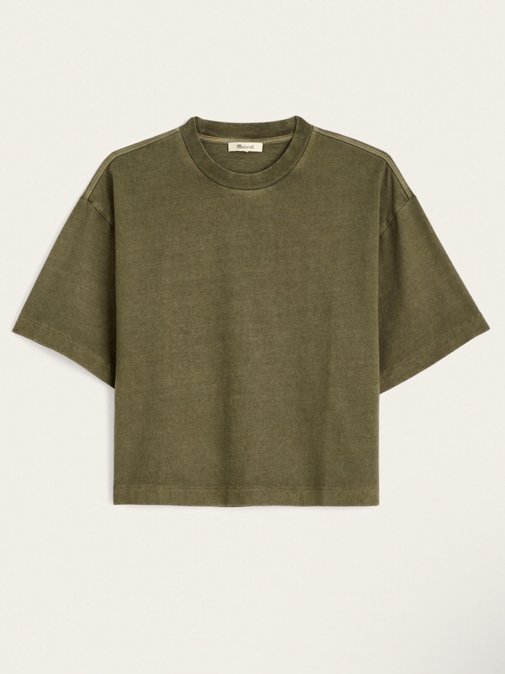 Madewell Boxy Crop Olive Green Tee NZ387 Brand New Medium